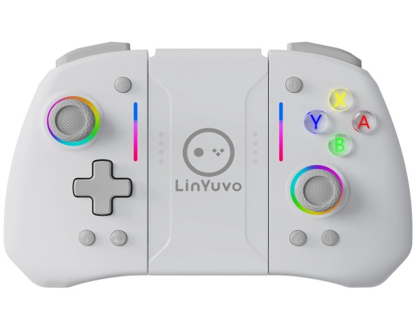 Kabelloser Split-Controller KS42-1 für Switch/OLED mit RGB-Licht, Vibration, Turbo-Funktion und Farbauswahl inklusive Weiß und Schwarz grau