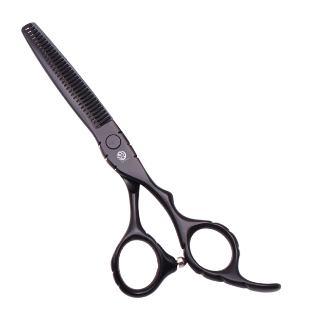 Kadeřnické efilační nůžky z nerezové oceli 17,5 cm Profesionální nůžky na stříhání vlasů se zoubky Příslušenství pro holiče černá
