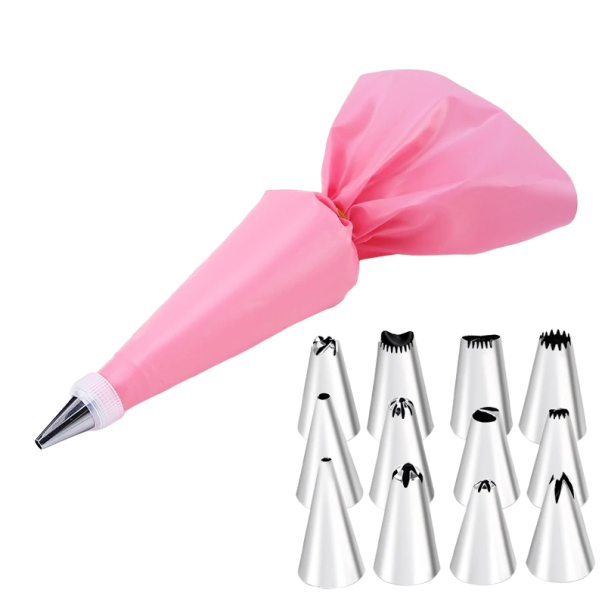 Kagedekorationssæt rosa