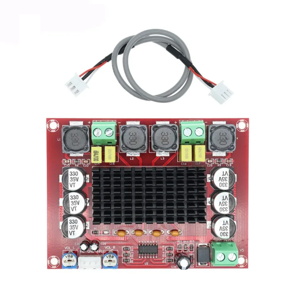 Kaksikanavainen digitaalinen tehoaudio vahvistin 2x120W DC12–26V Hi-Fi Stereo moduuli korkealla hyötysuhteella kotitalouksiin ja DIY 1