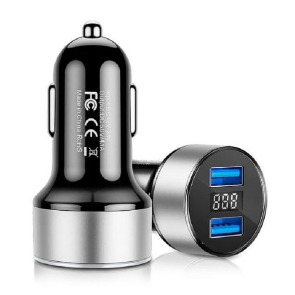 Kaksois-USB K762 -autolaturi hopeinen