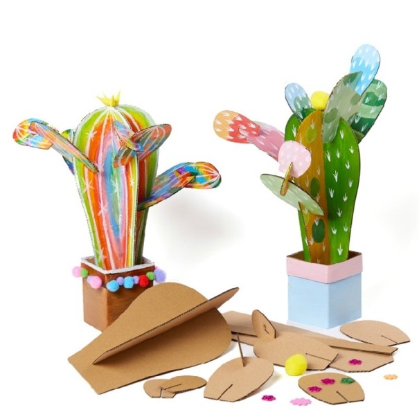 Kaktus składany z papieru do kolorowania 1