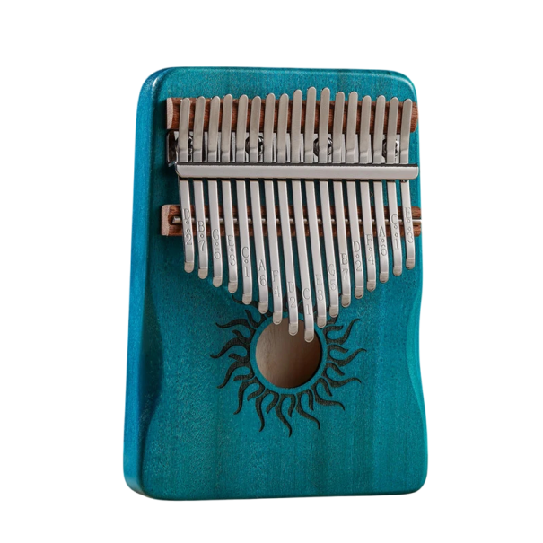 Kalimba 17 teclas Piano de polegar Instrumento musical de madeira com martelo afinador bolsa de armazenamento autocolantes pano e manual azul