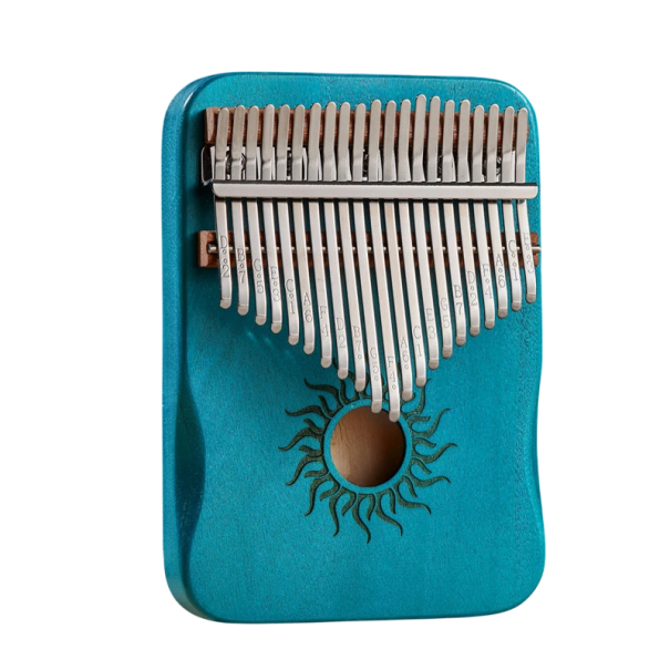 Kalimba 21 taster Palcospiano Træmusikinstrument med stemmeslag, opbevaringspose, klistermærker, klud og engelsk manual blå