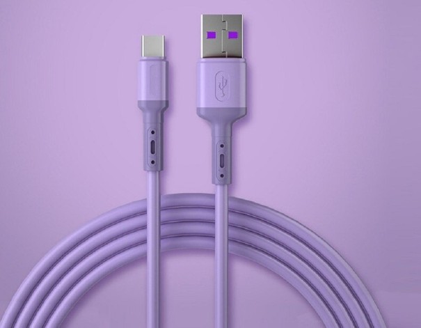 Καλώδιο δεδομένων USB / USB-C K609 μωβ 2 μ.