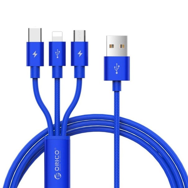 Καλώδιο φόρτισης USB σε Micro USB / USB-C / Lightning K665 μπλε