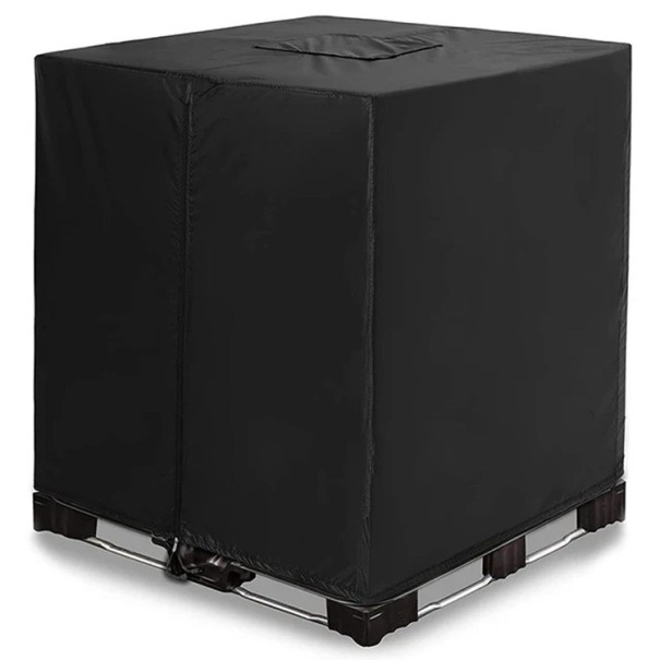 Κάλυμμα για IBC δοχείο 210D Oxford με φερμουάρ 120x100x116 εκ. Αδιάβροχο μαύρο-πράσινο κάλυμμα για 275 γαλονική δεξαμενή Ανθεκτικό στον ήλιο και τη βροχή μαύρο