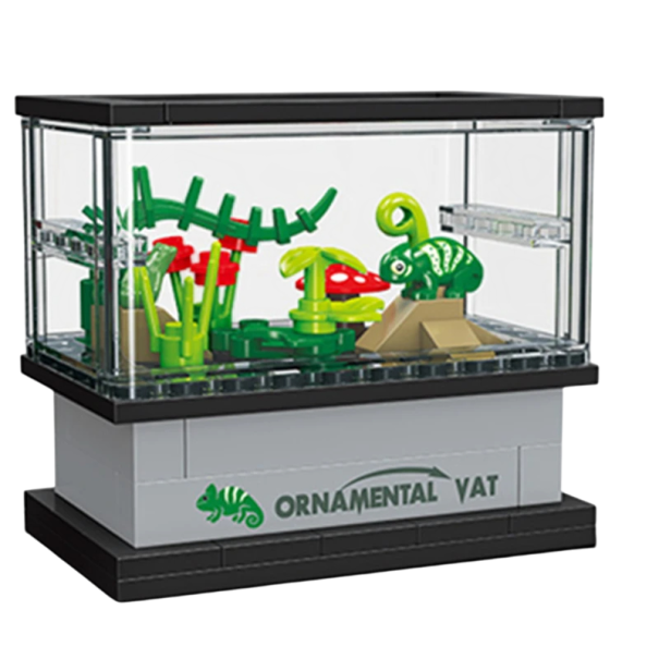 Kameleonttiterraariosetti 63 osaa 9,2 x 6 x 6,5 cm Miniatyyri 3D-kameleonttimalli Luova rakennussarja Koristeita eksoottisten eläinten ystäville 1