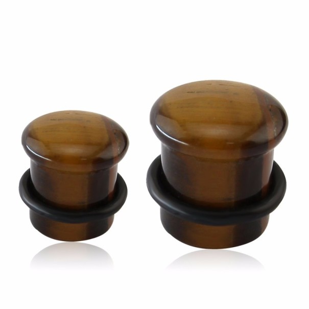 Kamenné plugy s gumičkou Tygří oko 16 mm