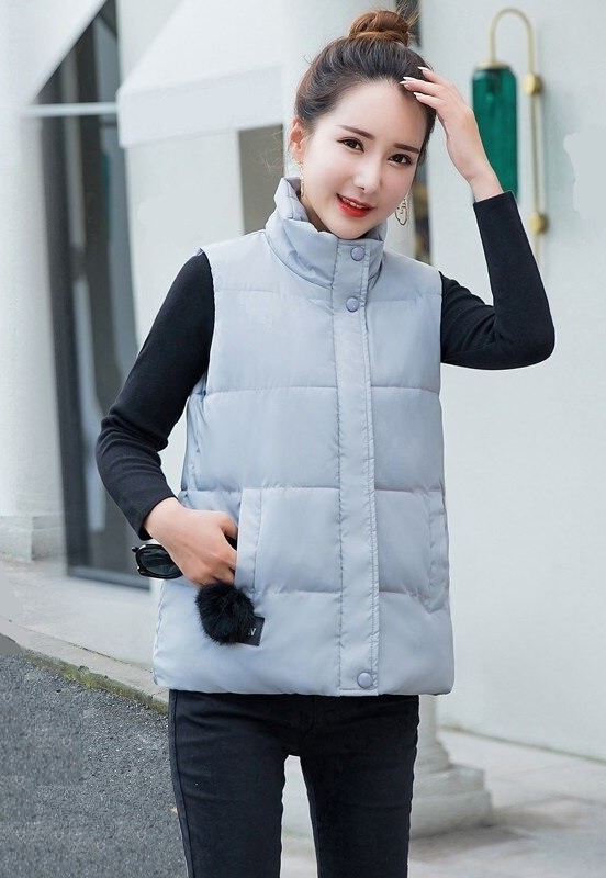 Kamizelka damska jesienna P1368 szary S