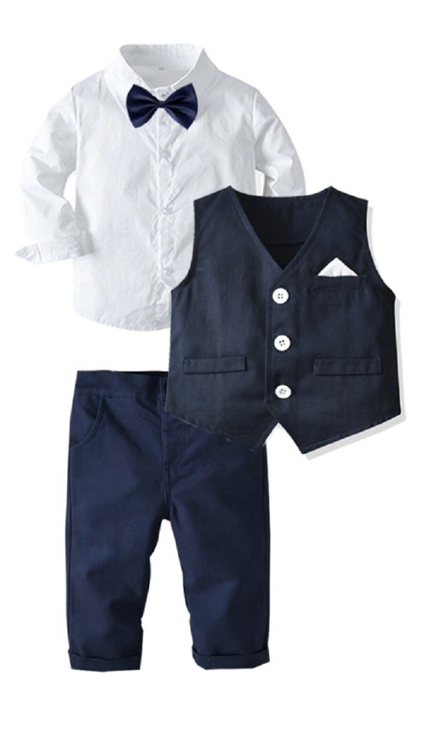 Kamizelka, koszula i spodnie chłopięce B1321 9-12 miesięcy