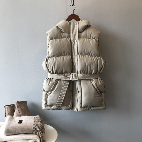 Kamizelka pikowana damska P1425 khaki M