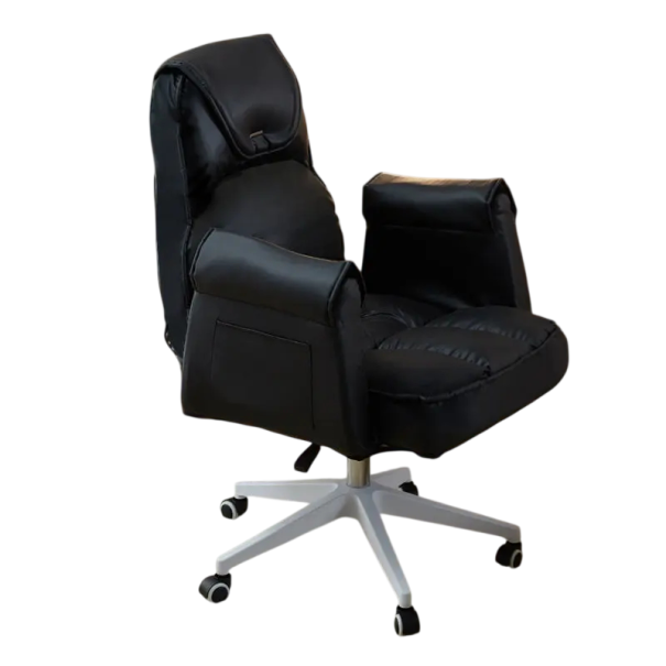 Kancelářská židle ergonomická otočná s nastavitelnou výškou a otáčením 360° syntetická kůže i lněná tkanina do kanceláře i pracovny černá