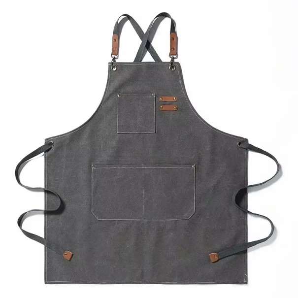 Kangaskokkikyltti 74x68 cm Unisex esiliina ruoanlaittoon, grillaamiseen, baariin, ravintolaan, kahvilaan, studioon, työpuku harmaa