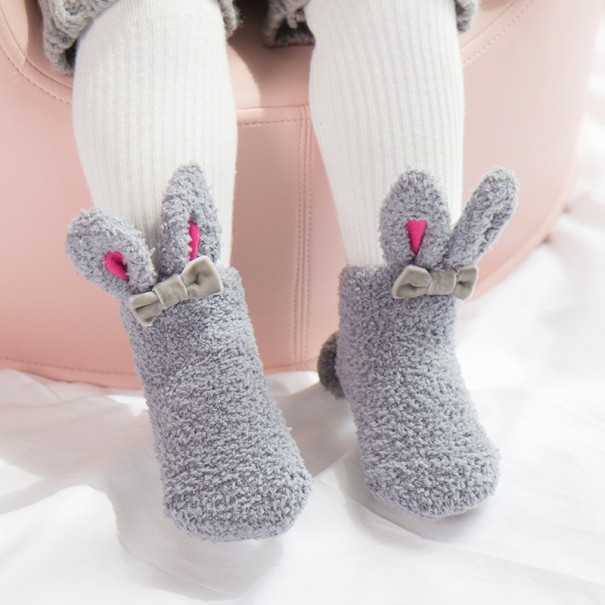 Kaninchensocken für Kinder grau 0-3 Monate