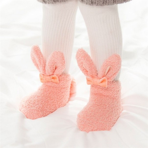 Kaninchensocken für Kinder rosa 6-9 Monate