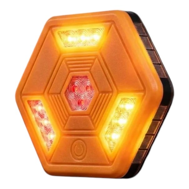 Kannettava hätävaroitus LED-valo 1 kpl USB-ladattava Magneettinen 11,3 x 10,1 cm Kuusikulmainen Vesitiivis Oranssi Tielle ja autoon 1