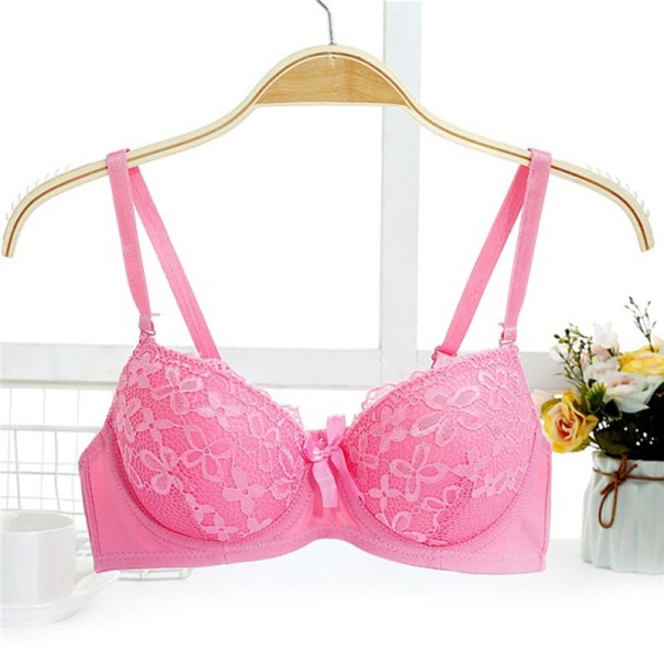 Kanten bh met strik roze 85B