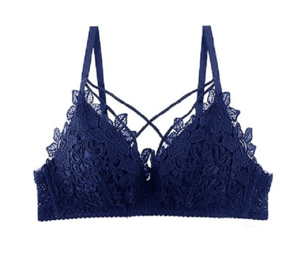 Kanten bh met touwtjes blauw 70B