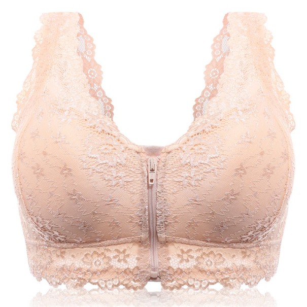 Kanten push-up bh met rits beige L