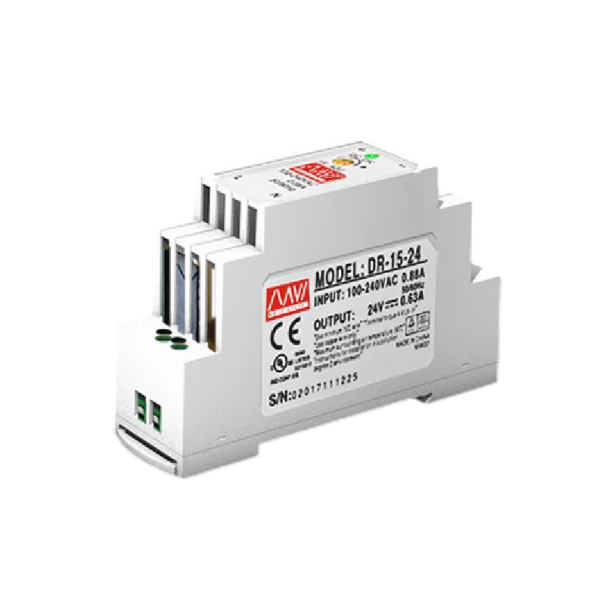 Kapcsolt tápegység DIN sínre 24V 15W 0,88A Kompakt tápegység AC 110-240V DC24V Túlterhelés, rövidzárlat és túlfeszültség elleni védelem 2,5x9,3x5,6 cm 1