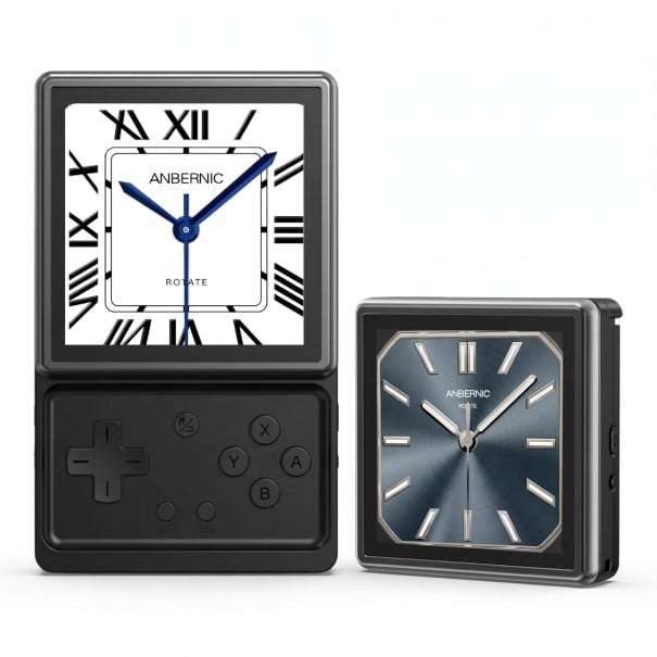Kapesní herní konzole s Androidem a otočným čtvercovým IPS displejem 3,5" 720 x 720 s procesorem T618 a Wi-Fi pro emulátory a retro hry černá