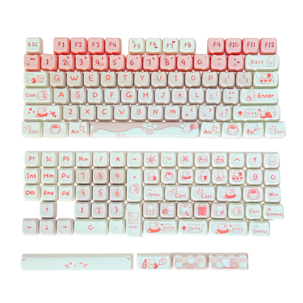 Kappen voor toetsen voor mechanisch toetsenbord schattige 142 stuks PBT profiel MAO roze-wit katten voor thuisgebruik 1