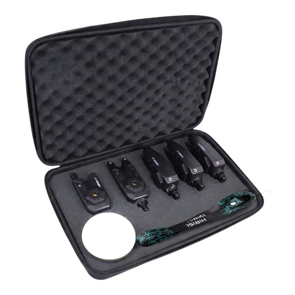Kaprové hlásiče záběru HIRISI S7-4D LED signalizace a příposlech Set 4 hlásičů v pouzdře na zip ABS materiál Černá Na lov kaprů a rodpod 1