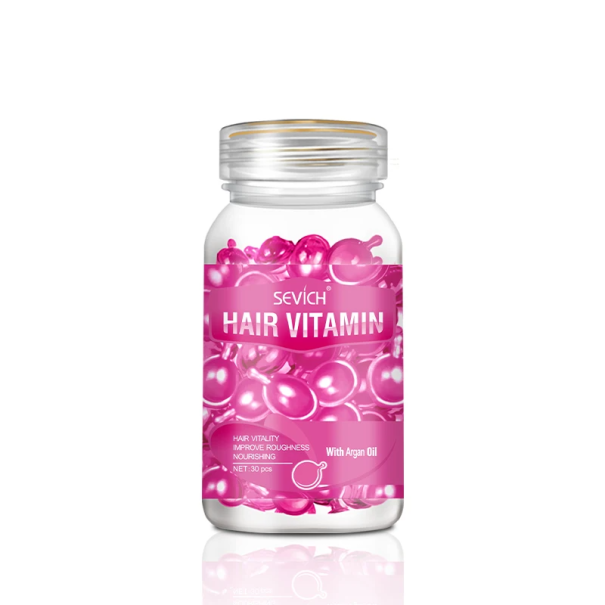 Kapsler med vitaminer til hårvækst og regenerering 30 stk. Hårpleje Hårglans og styrke Hårrodsnæring Hårtilskud rosa