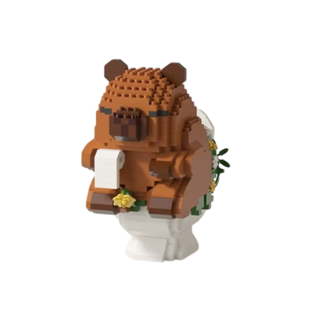 Kapybara na WC 6 x 8,9 x 10,8 cm Mikro construção de animais Modelo engraçado em peças para crianças e adultos Conjunto criativo e divertido 1
