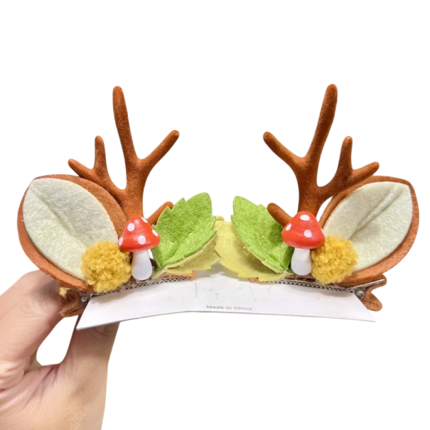Karácsonyi hajtűk Szarvasagancs fülekkel, gombával, levelekkel és pomponnal Erdői kiegészítő Karácsonyi frizurához és téli fotózáshoz barna