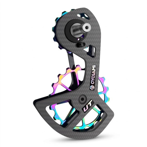 Karbonová klec prehadzovačky CYCLAMI s kladkami 13T a 18T pre Shimano Ultegra R8000 keramické ložiská čierna a dúhová cestný bicykel 1