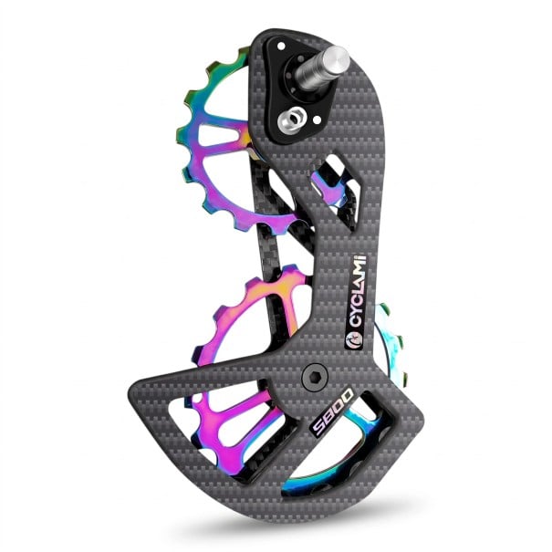 Karbonová klec prehadzovačky CYCLAMI s kladkami 16T a 17T pre Shimano 105 5800 keramické ložiská čierna a dúhová cestná bicykel 1