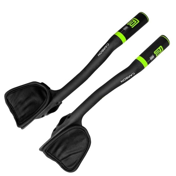 Karbonové nástavce na řídítka 350 mm průměr 31.8 mm ergonomické opěrky karbon vícebarevné pro cyklistiku zelená