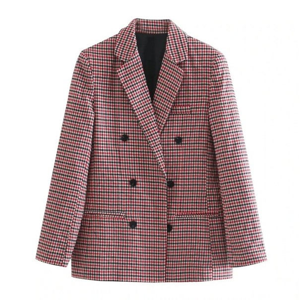 Karierte Damen-Sakko B884 rot M