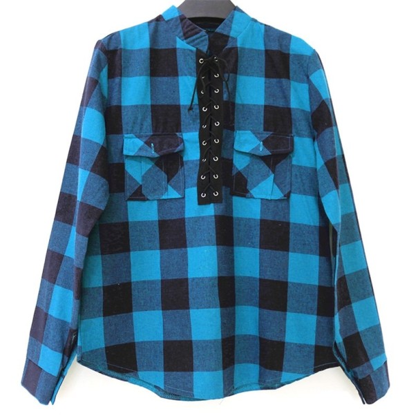 Karierte Damenbluse blau XXL