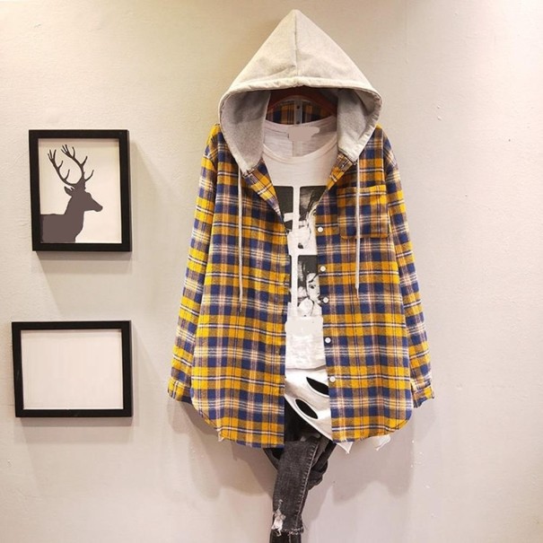 Karierte Damenjacke P2535 gelb XL