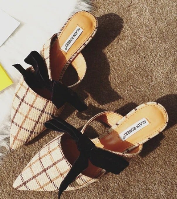 Karierte Hausschuhe für Damen creme 42