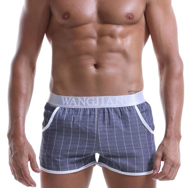 Karierte Herren-Boxershorts A2478 dunkelgrau S