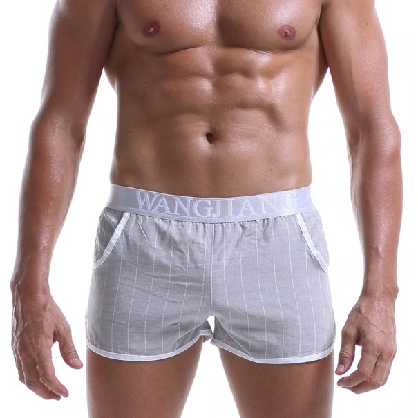 Karierte Herren-Boxershorts A2478 hellgrau M