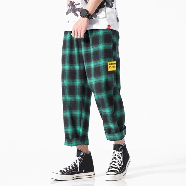 Karierte Herrenhose F1385 grün M