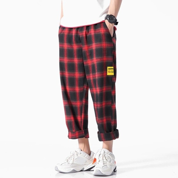 Karierte Herrenhose F1385 rot S