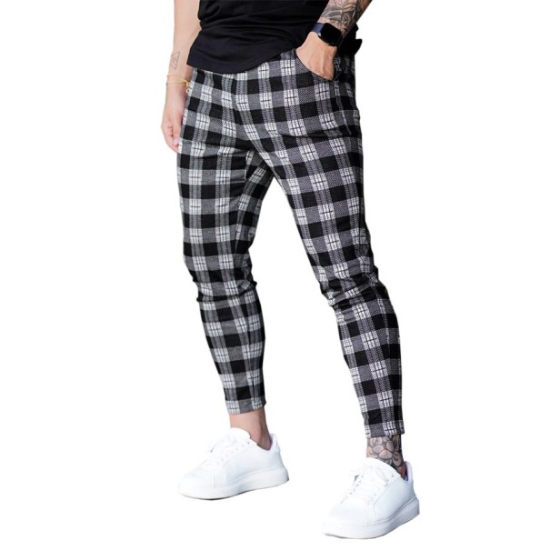 Karierte Herrenhose F1415 schwarz M 1