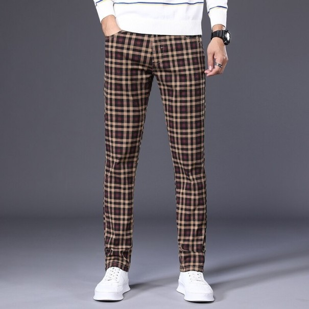 Karierte Herrenhose F1464 braun 36