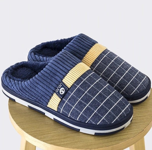 Karierte Slipper für Herren dunkelblau 40