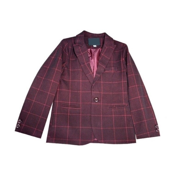 Karierter Blazer für Jungen weinrot 3