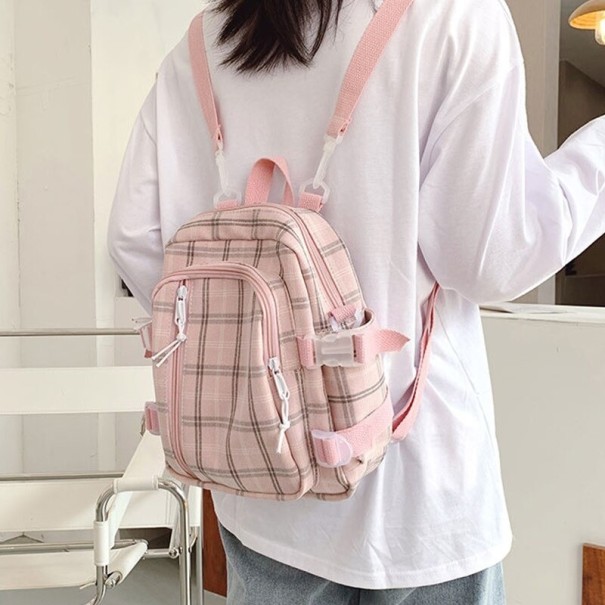 Karierter Damenrucksack E888 rosa