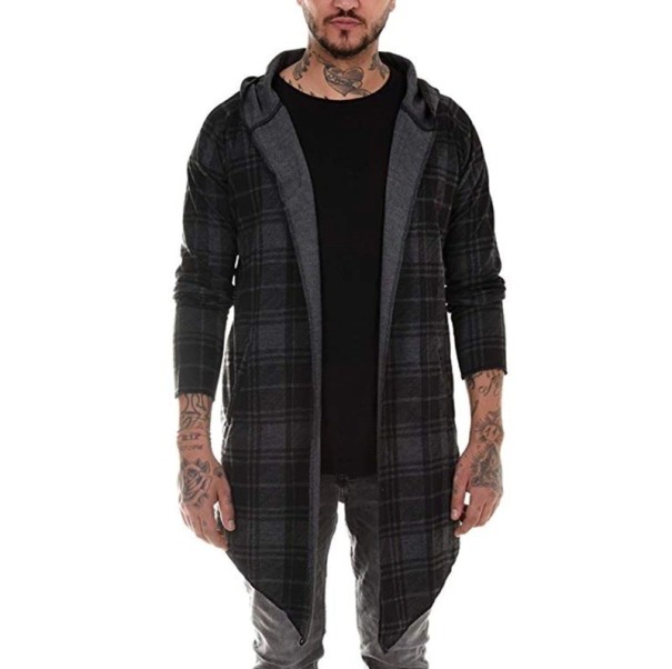 Karierter Herren-Cardigan F1099 dunkelgrau S