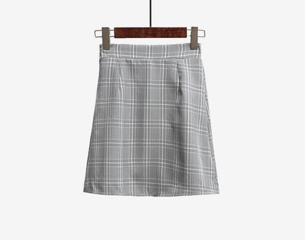 Karierter Minirock für Damen A981 grau S