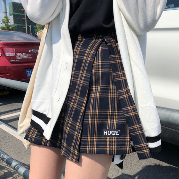 Karierter Minirock für Damen mit Shorts S 1